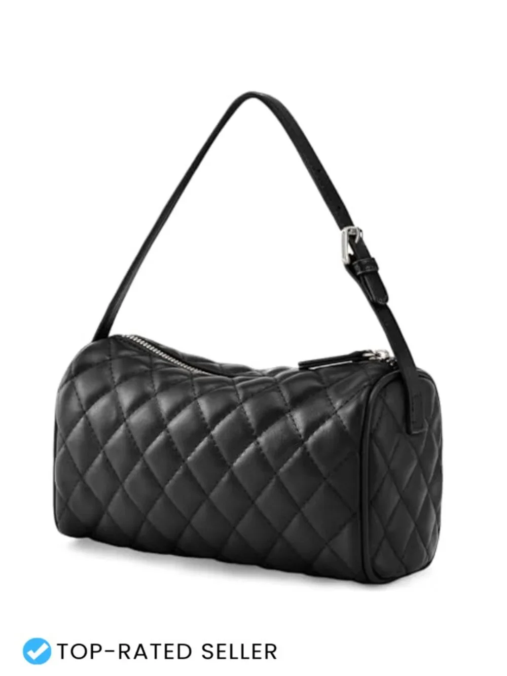 Women's Faux Leather Barrel Hobo Crossbody Bag with Adjustable Strap